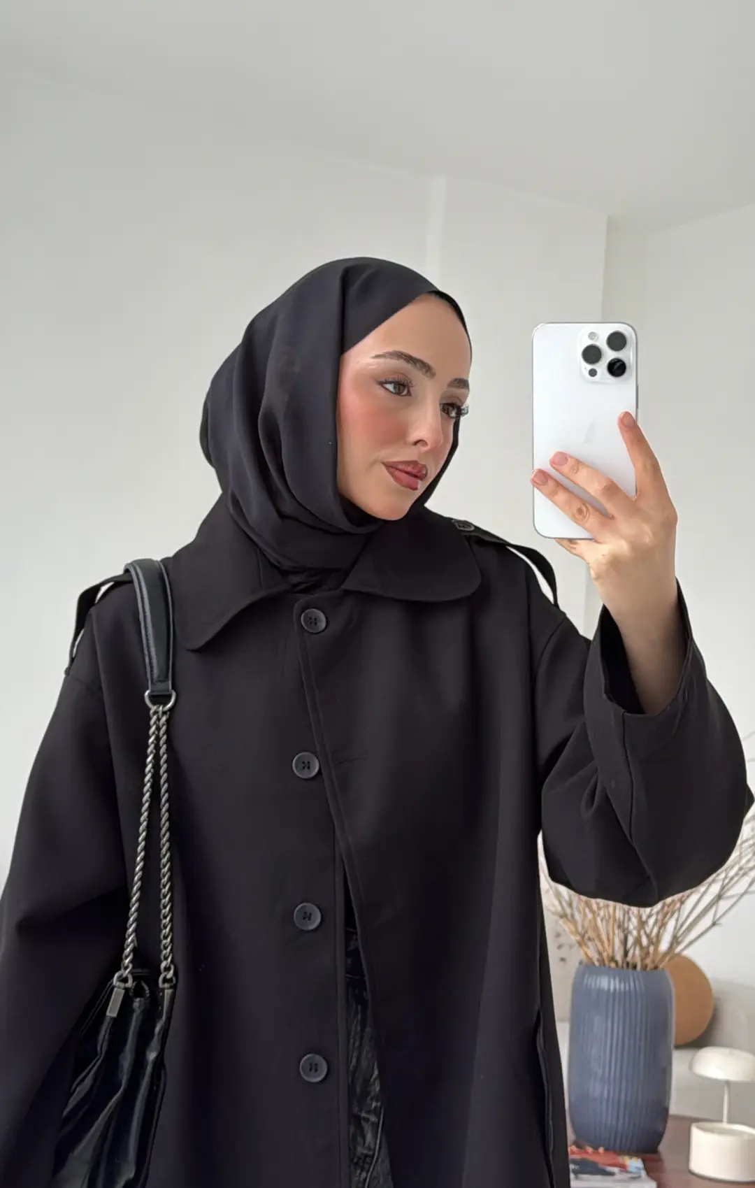 Bağlamalı Trenç Siyah - Görsel 4