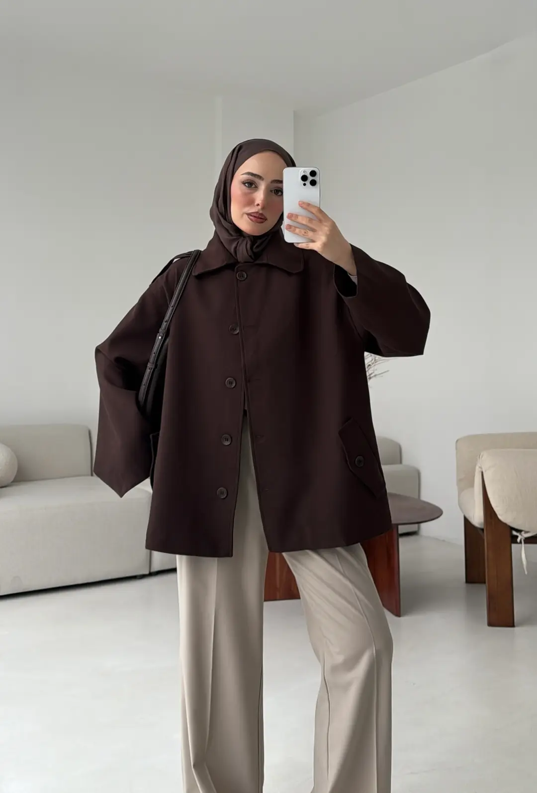 Bağlamalı Trenç Kahve