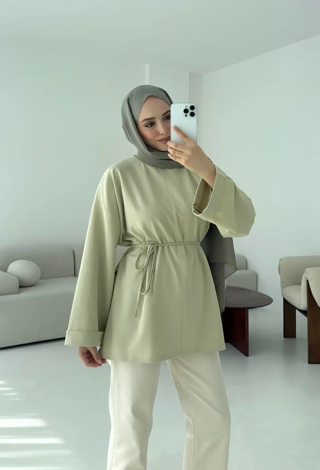 Bağlamalı Yanı Yırtmaç Detay Sweat Cagla - Görsel 2