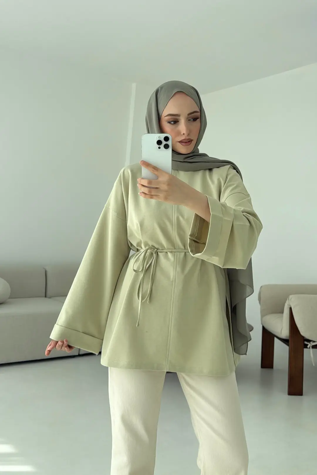 Bağlamalı Yanı Yırtmaç Detay Sweat Cagla - Görsel 4