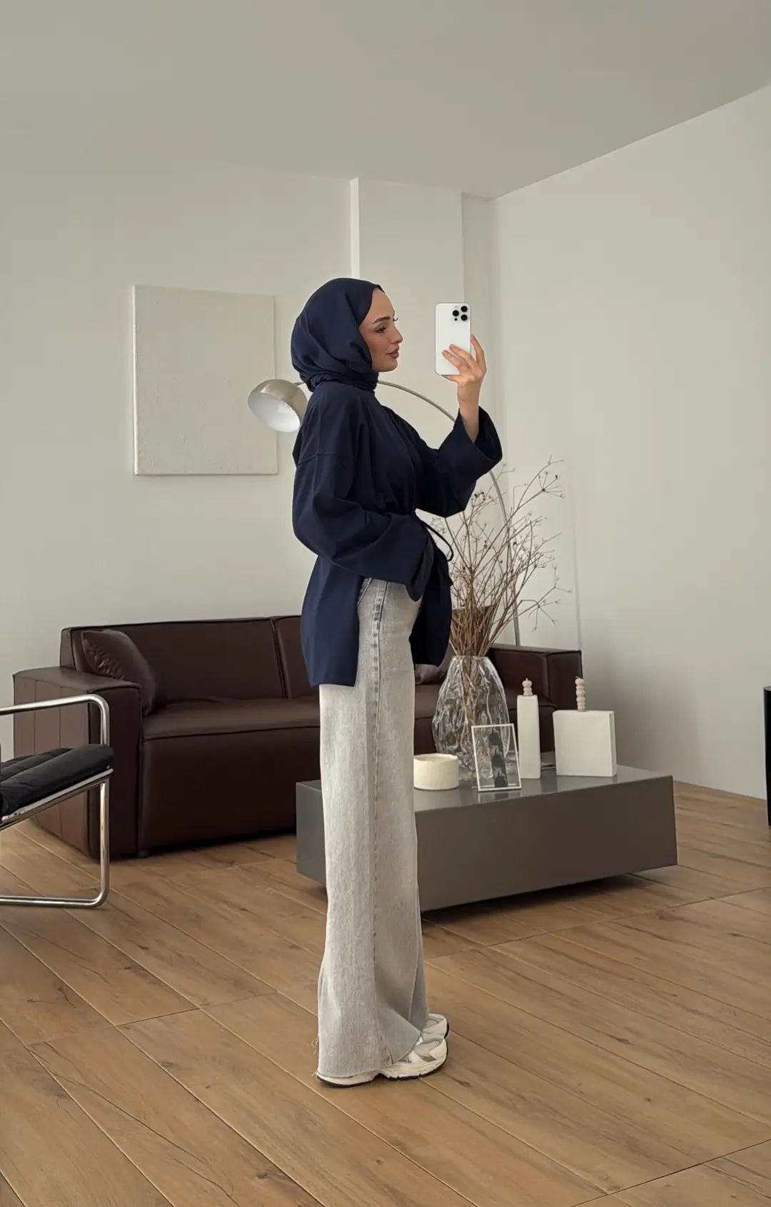 Bağlamalı Yanı Yırtmaç Detay Sweat Lacivert - Görsel 3