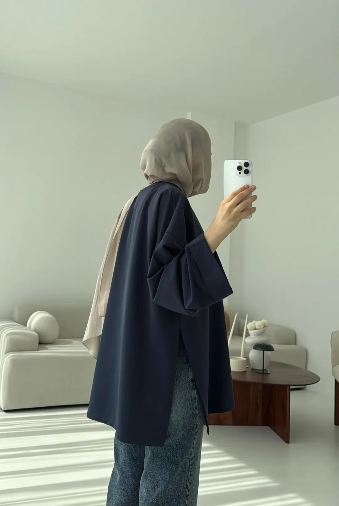 Bağlamalı Yanı Yırtmaç Detay Sweat Lacivert - Görsel 4