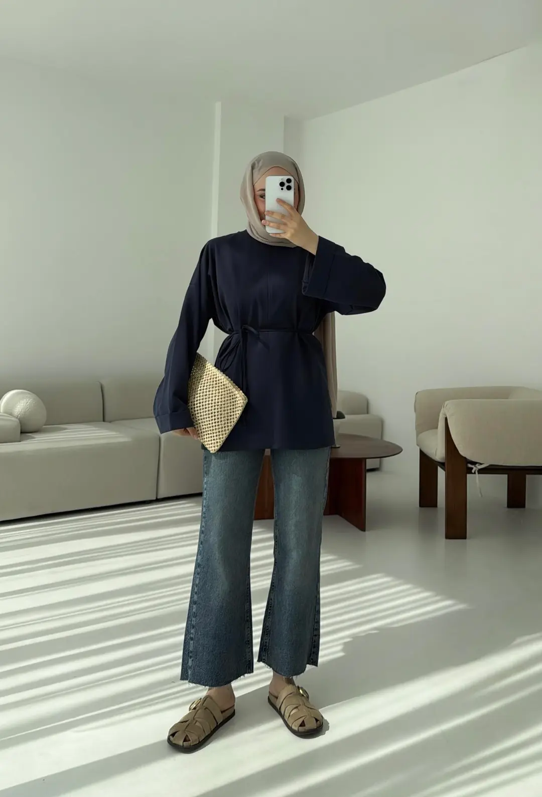 Bağlamalı Yanı Yırtmaç Detay Sweat Lacivert - Görsel 6