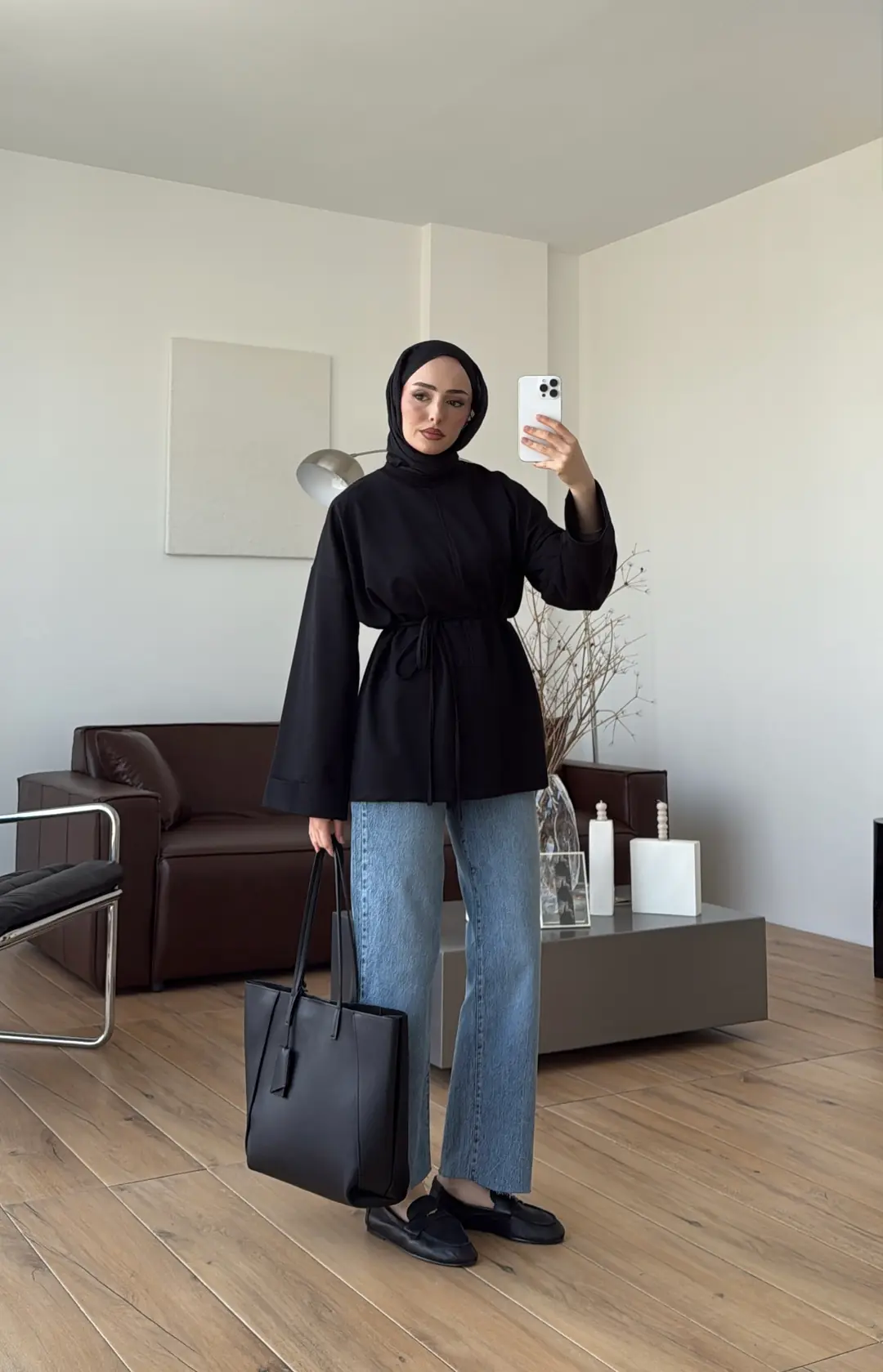 Bağlamalı Yanı Yırtmaç Detay Sweat Siyah - Görsel 6