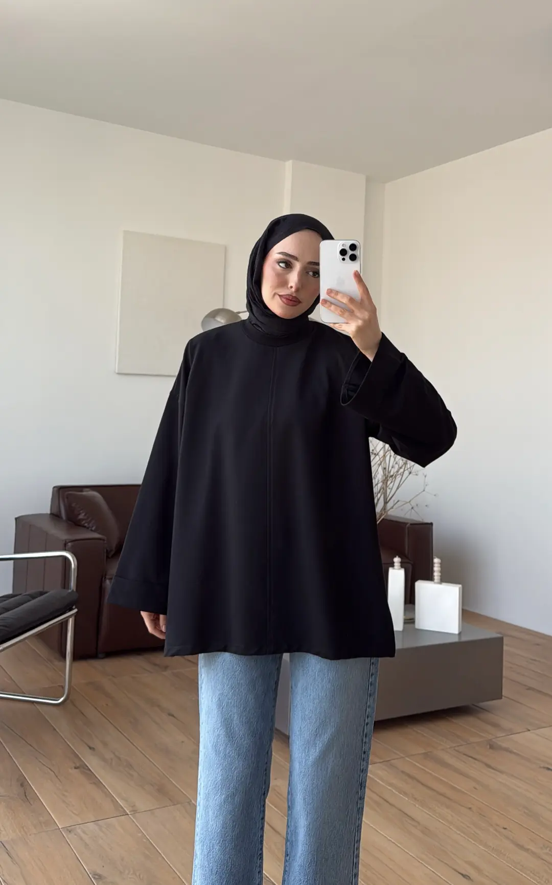 Bağlamalı Yanı Yırtmaç Detay Sweat Siyah - Görsel 7