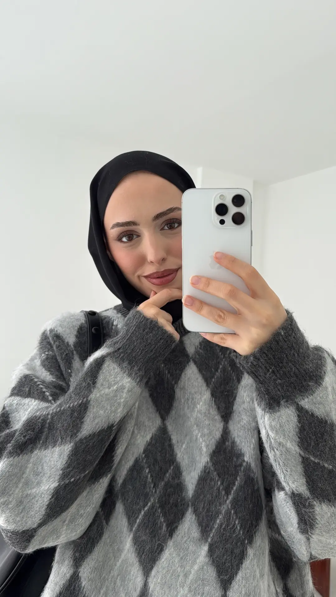 Baklava Desen Şardonlu Kazak Gri - Görsel 6