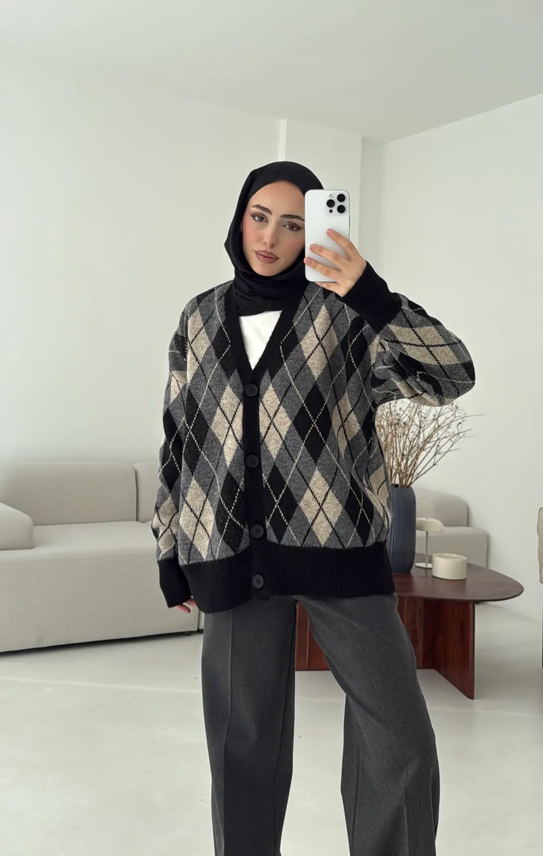 Baklava Jakarlı Hırka Siyah - Görsel 2