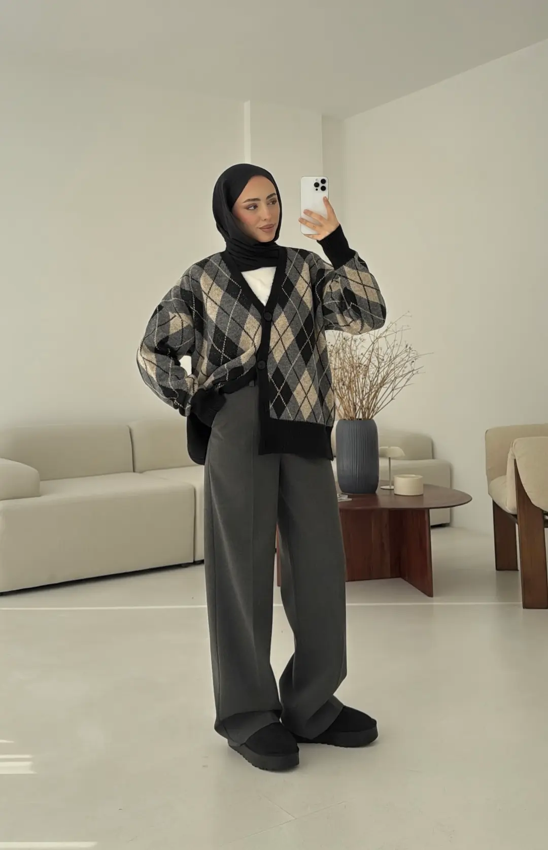 Baklava Jakarlı Hırka Siyah - Görsel 3