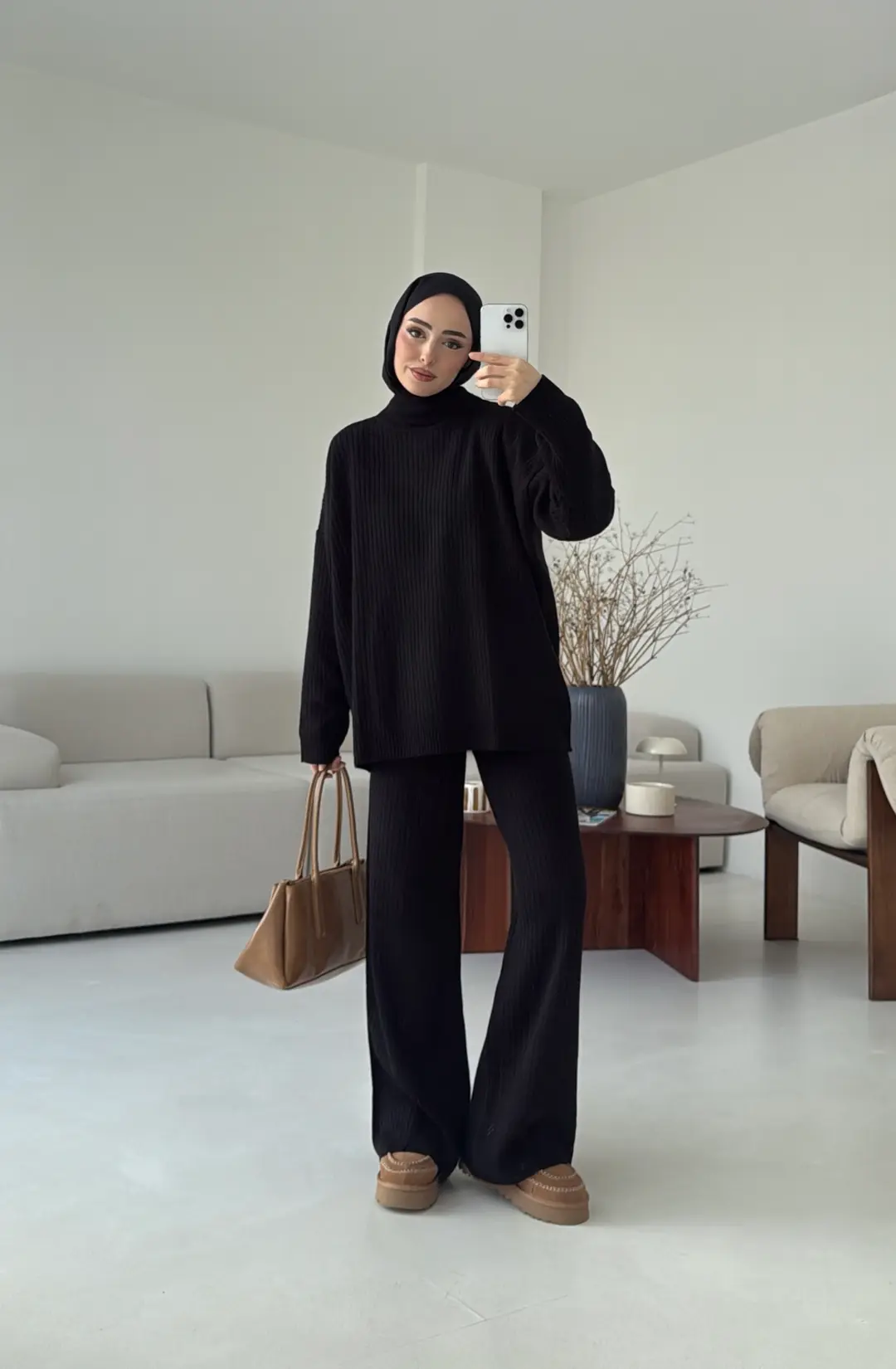 Balıkçı Yaka Triko Takım Siyah