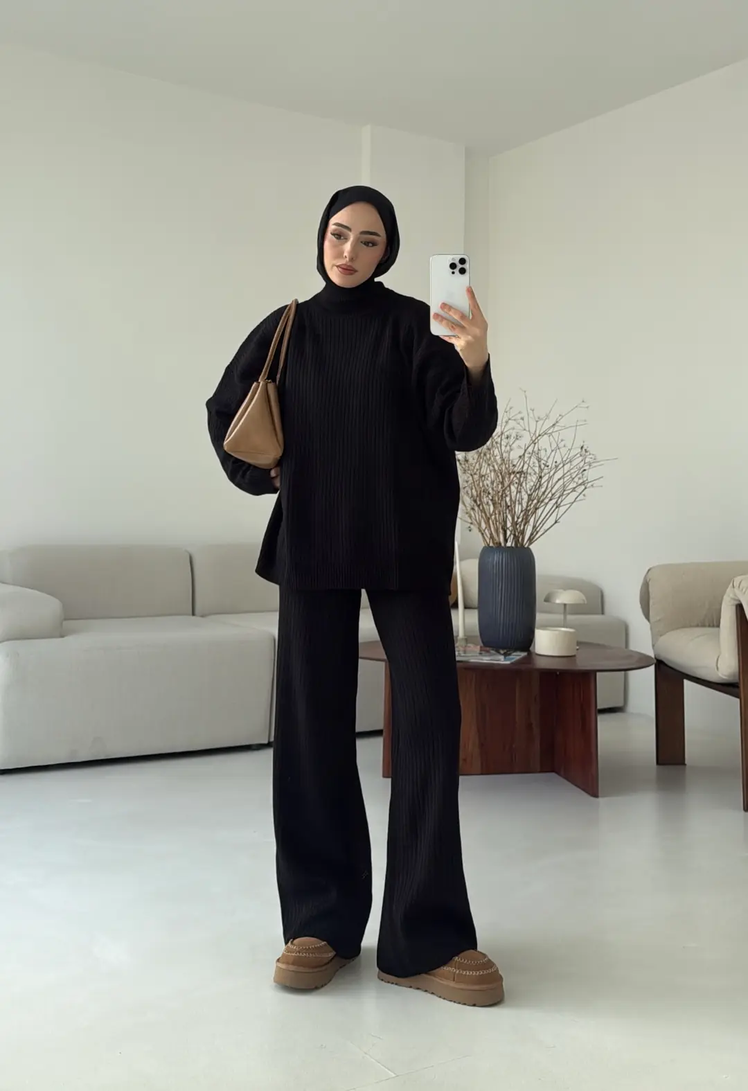 Balıkçı Yaka Triko Takım Siyah - Görsel 6