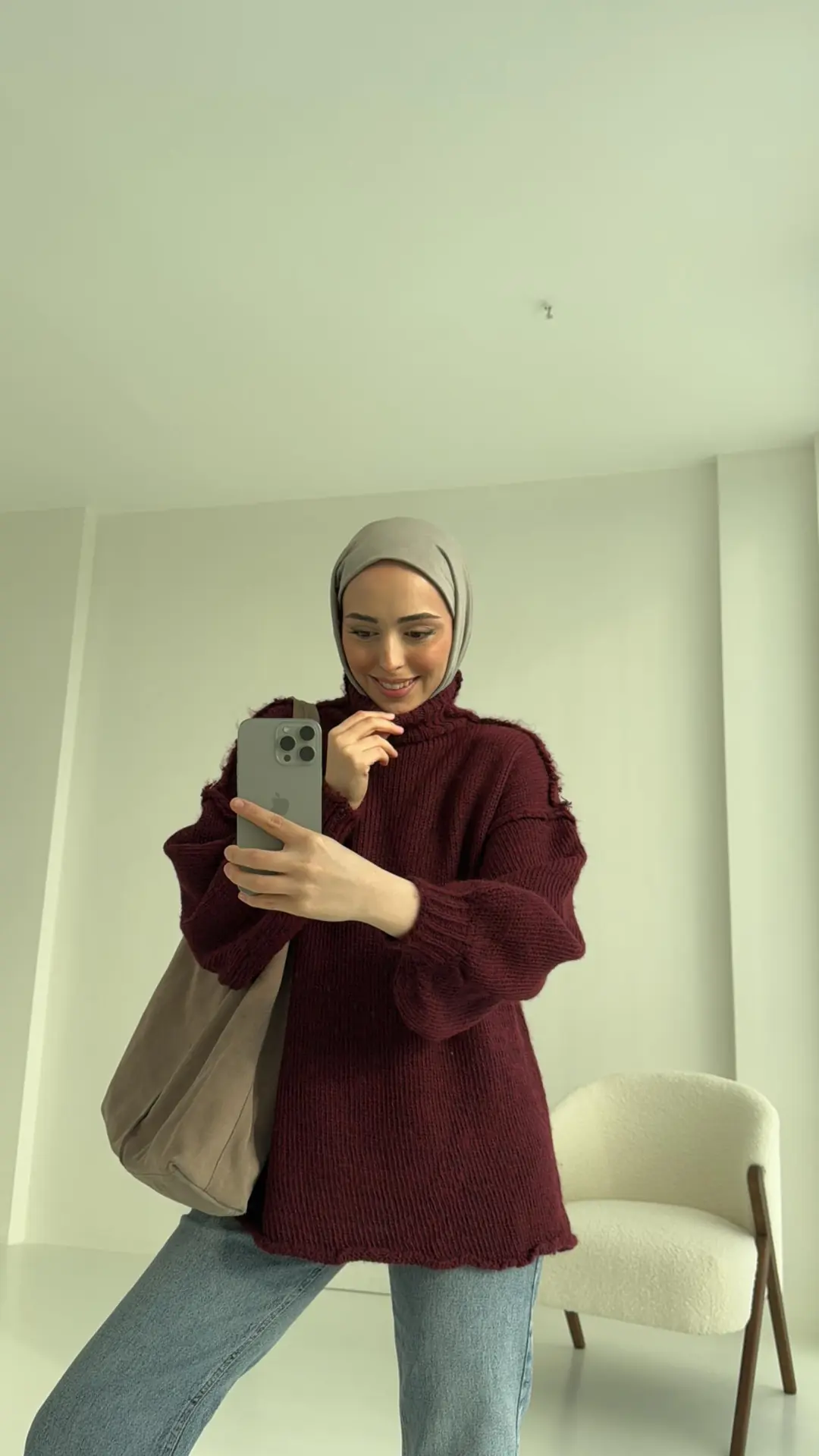 Balon Kol Kazak Bordo - Görsel 3