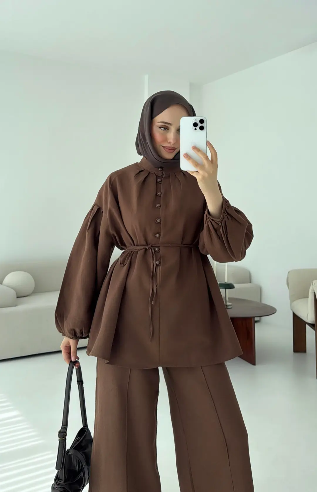 Balon Kol Takım Kahve - Görsel 2