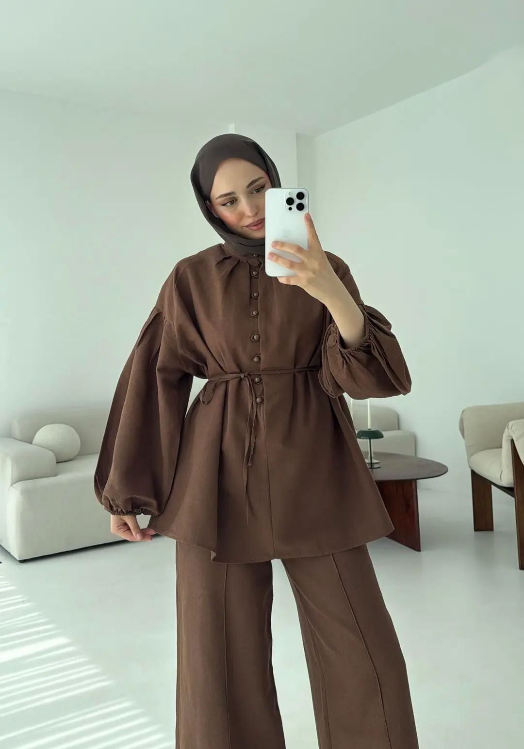 Balon Kol Takım Kahve - Görsel 4