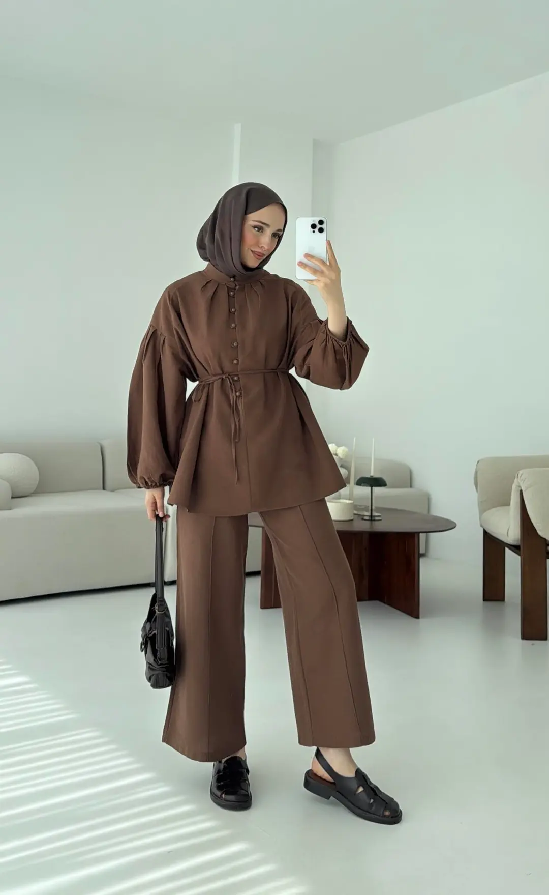 Balon Kol Takım Kahve - Görsel 8