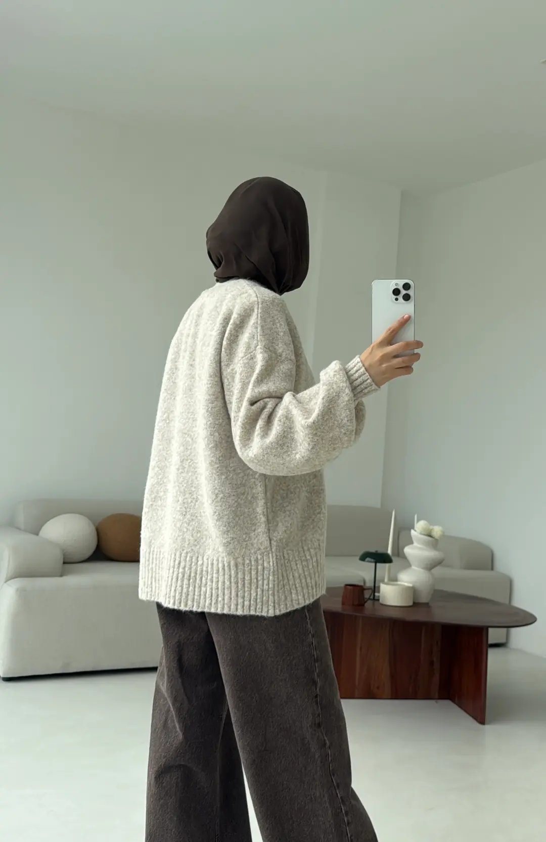 Balon Kol Yumuşak Kazak Bej - Görsel 3