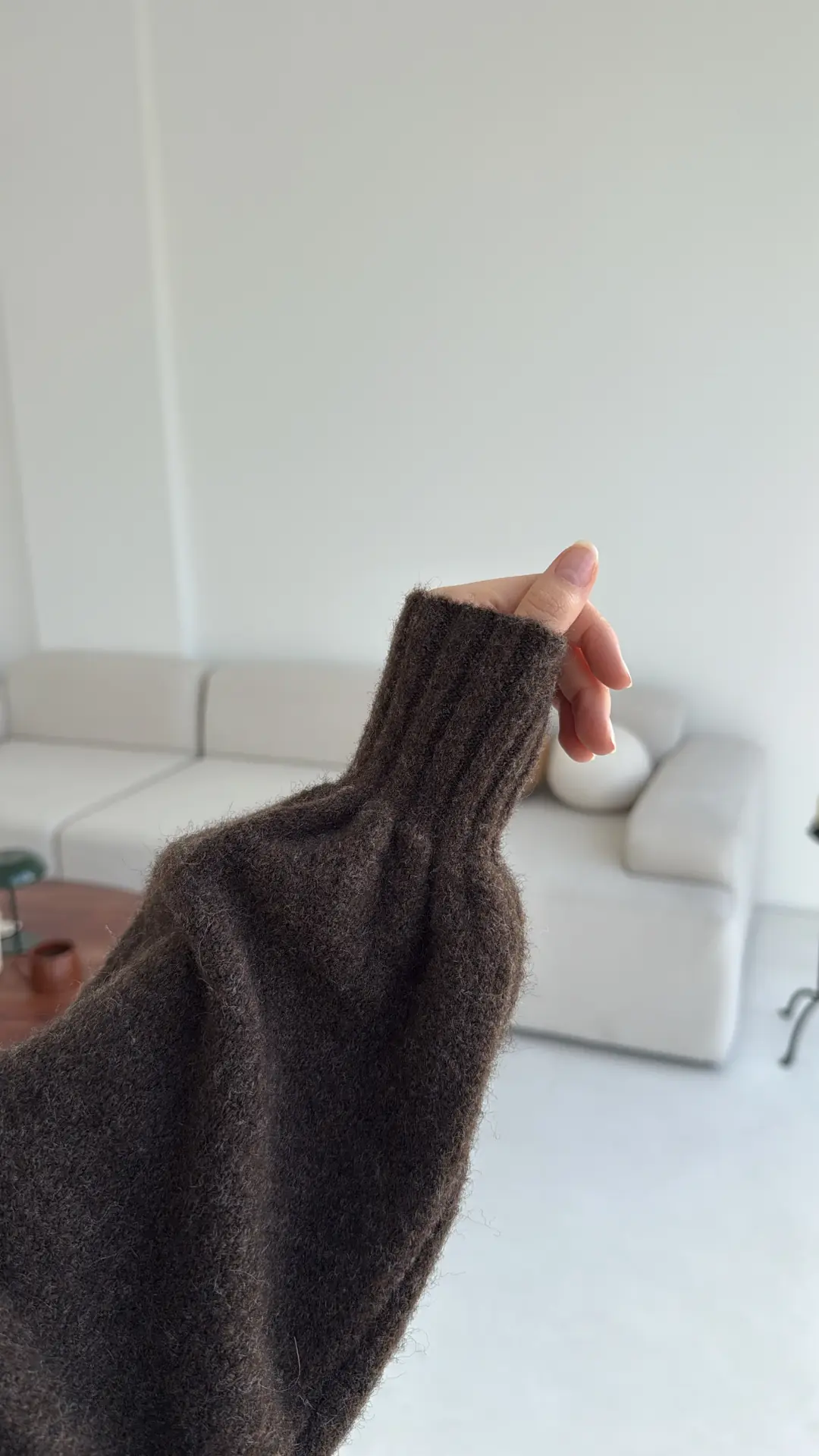 Balon Kol Yumuşak Kazak Kahve - Görsel 7