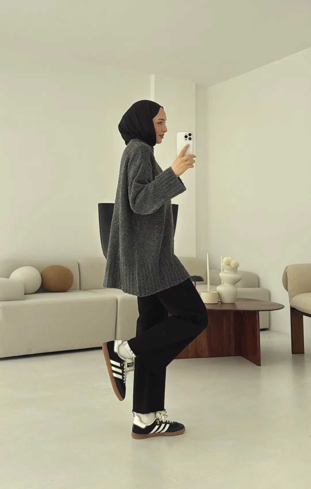 Basic Buklet Kazak Antrasit - Görsel 4