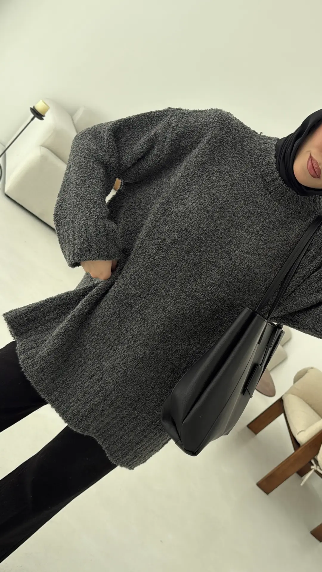 Basic Buklet Kazak Antrasit - Görsel 8