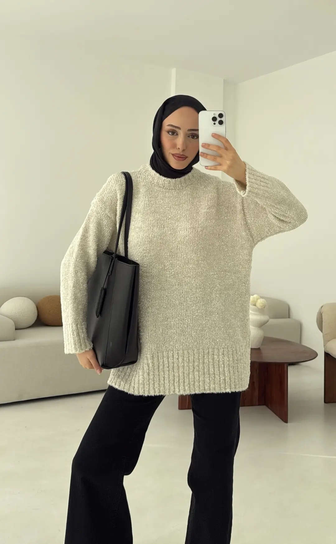 Basic Buklet Kazak  Bej - Görsel 5