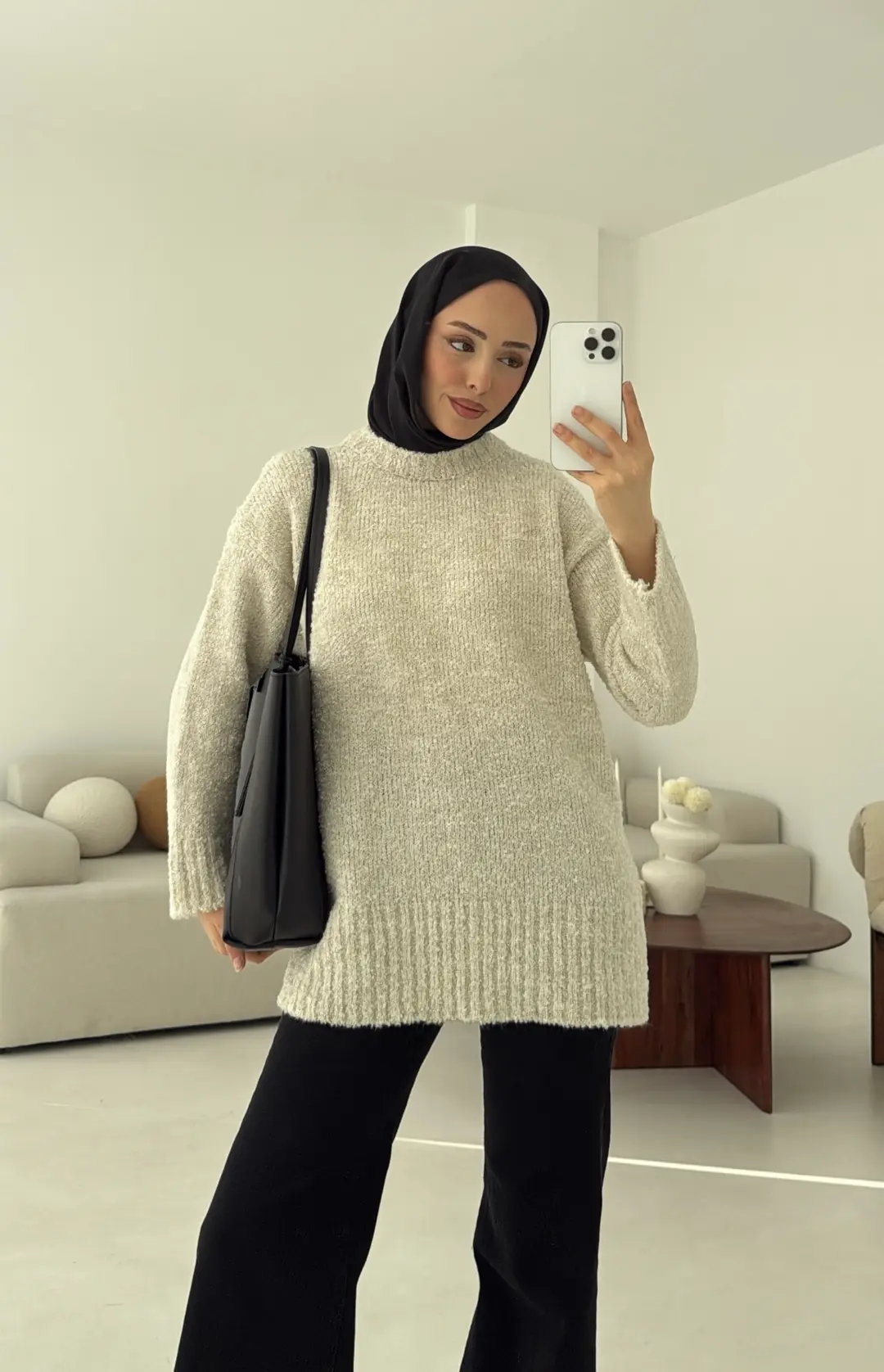 Basic Buklet Kazak  Bej - Görsel 8