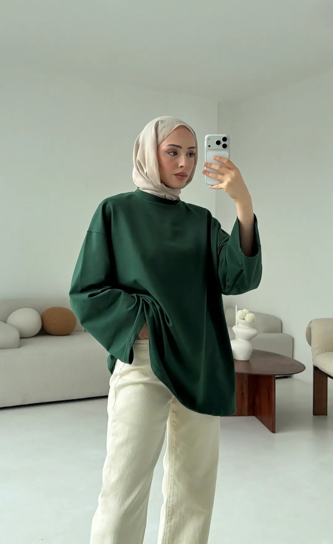 Basic İki İplik Sweat Zümrüt - Görsel 2