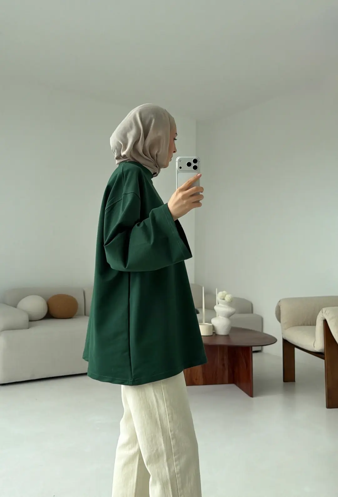 Basic İki İplik Sweat Zümrüt - Görsel 3