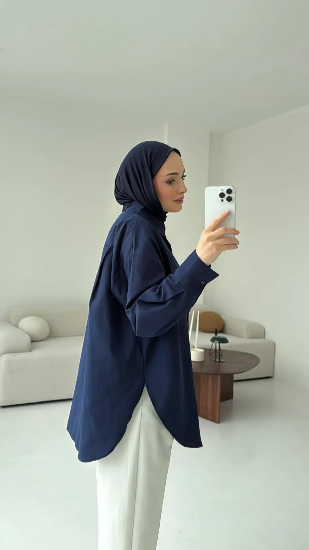 Basic Lacivert Gömlek - Görsel 2