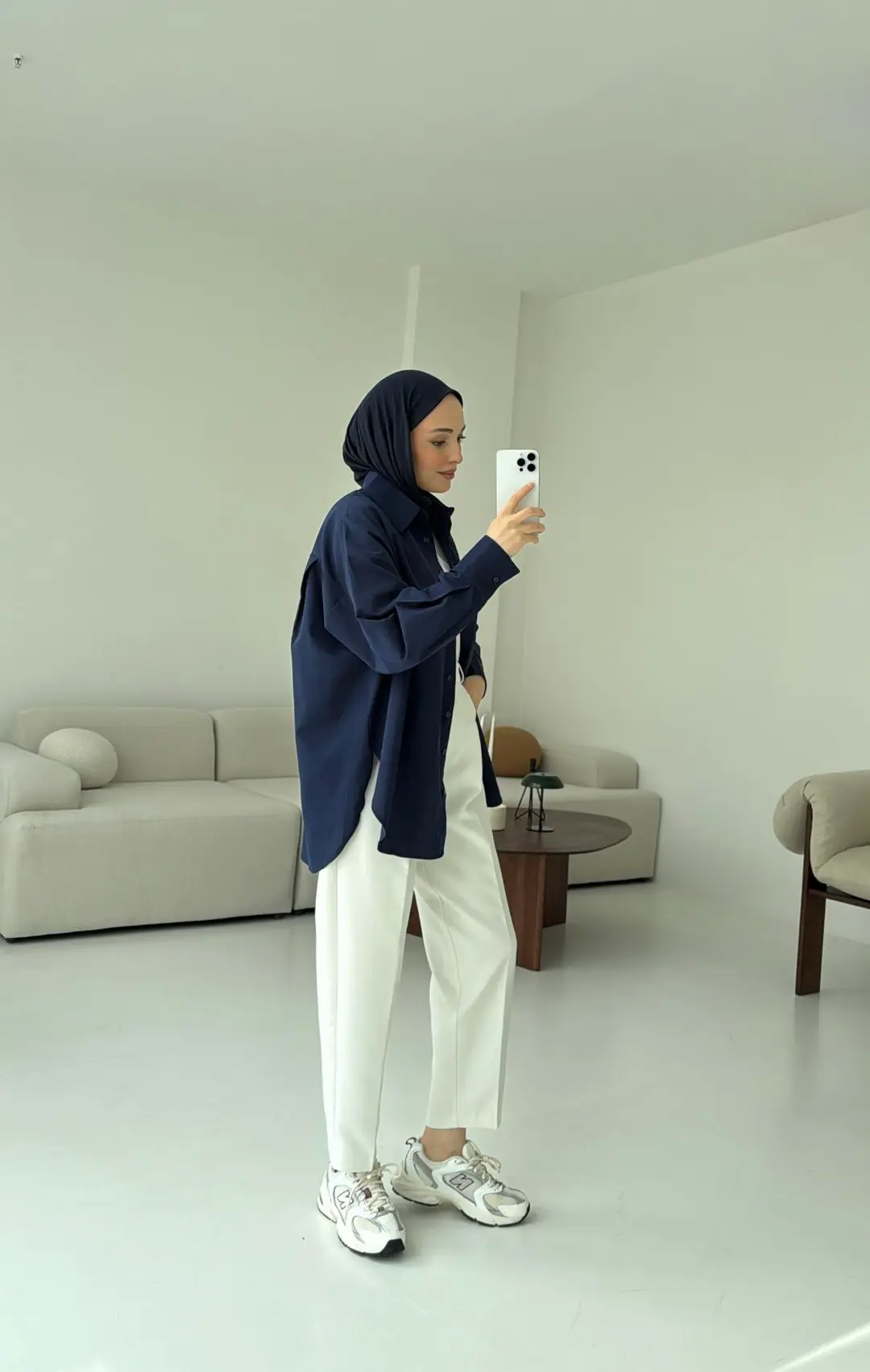 Basic Lacivert Gömlek - Görsel 5