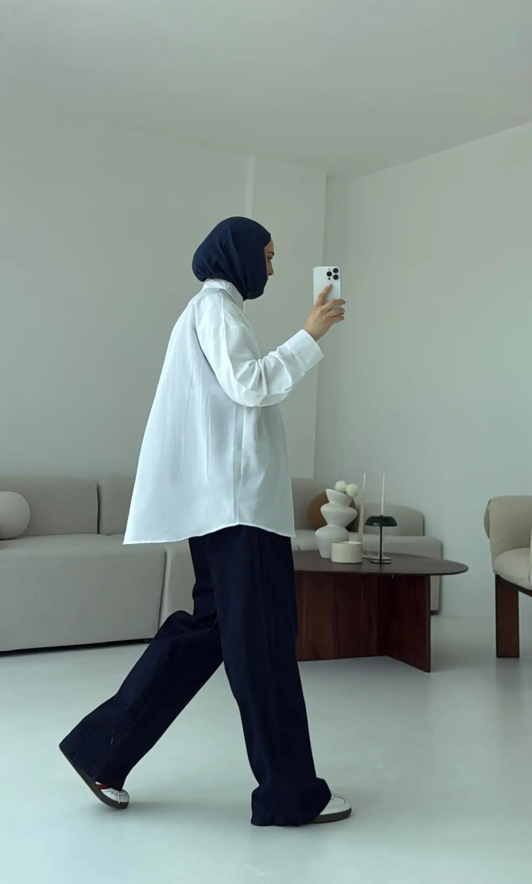 Basic Oversize  Keten Gömlek Beyaz