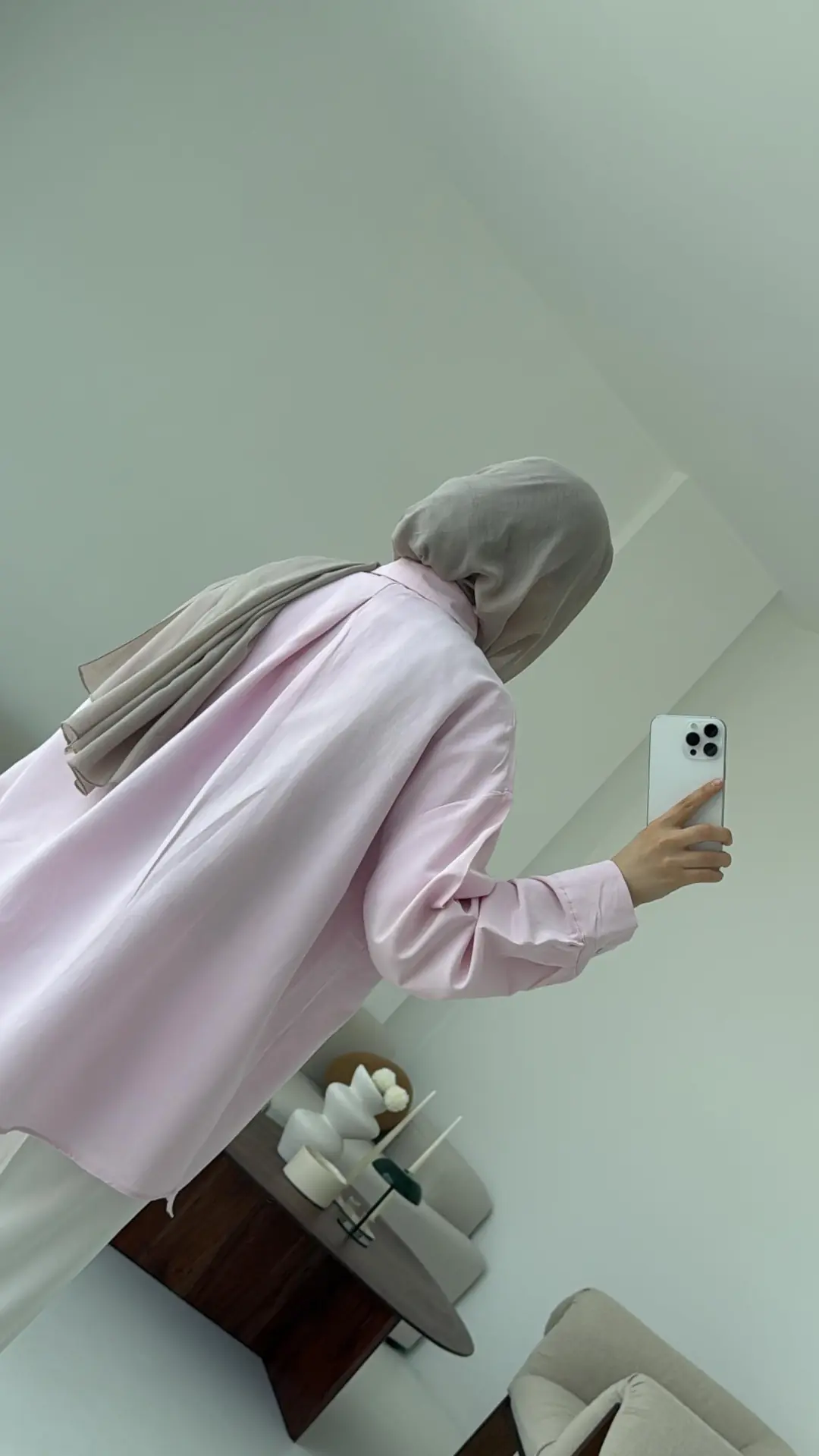 Basic Oversize  Keten Gömlek Pembe - Görsel 7