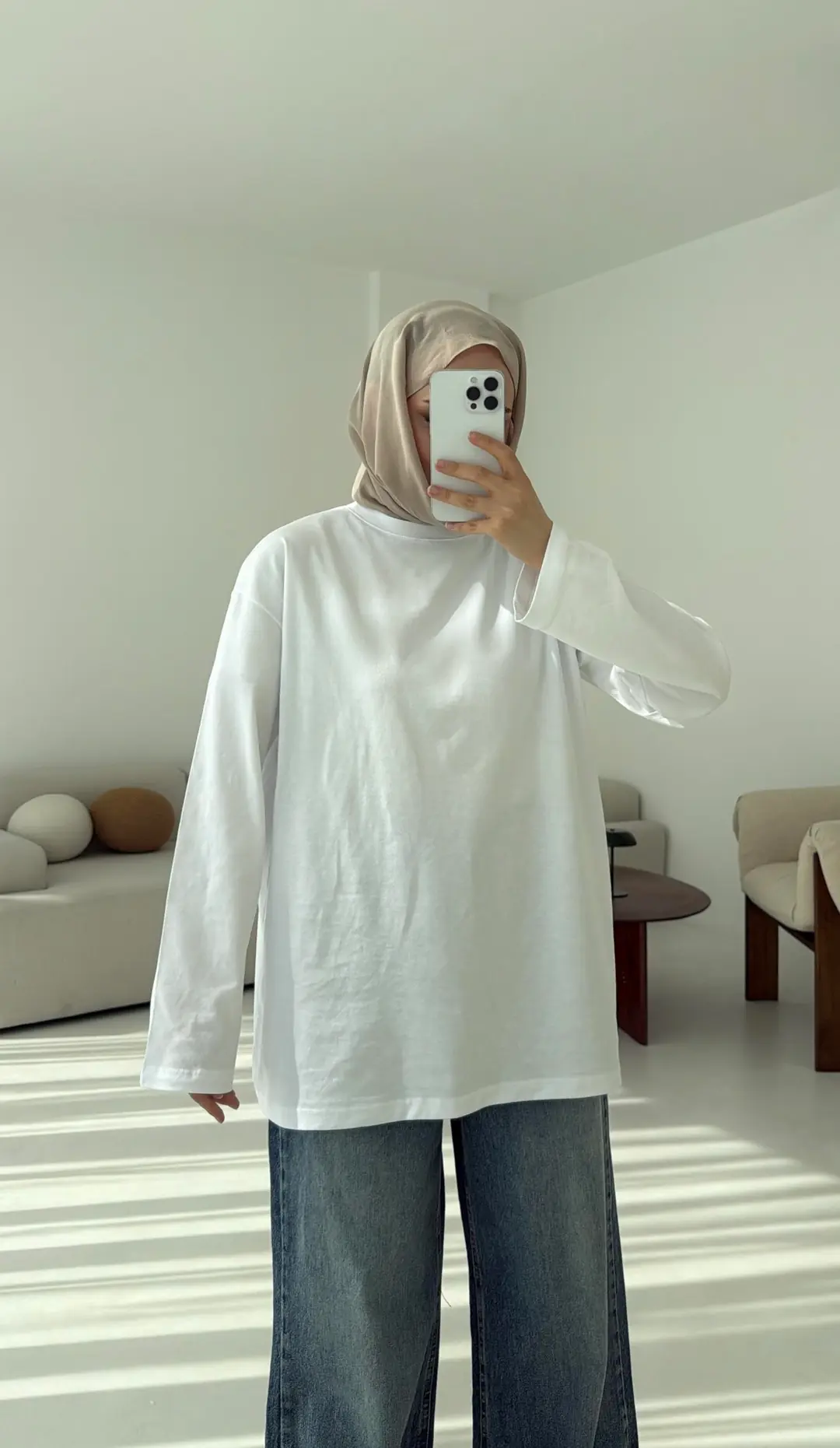 Basıc Sweatshirt Beyaz - Görsel 3