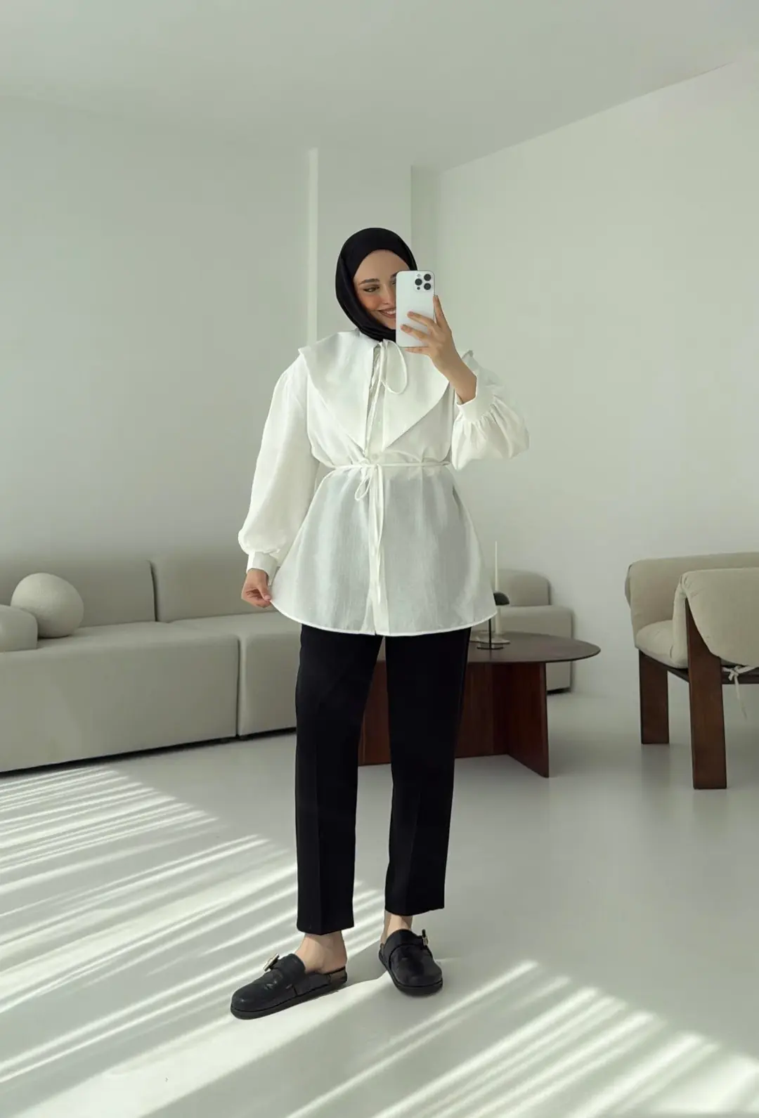 Bebe Yaka Bağlamalı Gömlek  Beyaz - Görsel 10