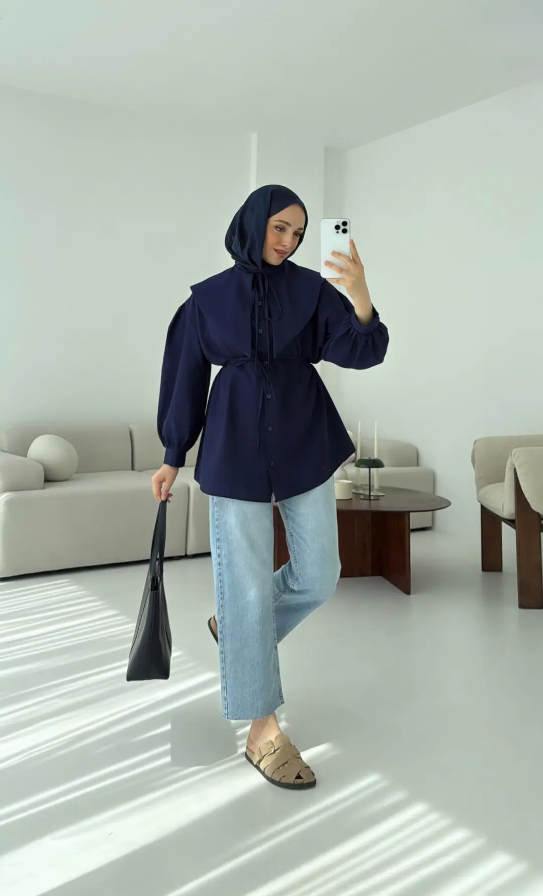 Bebe Yaka Bağlamalı Gömlek  Lacivert - Görsel 5