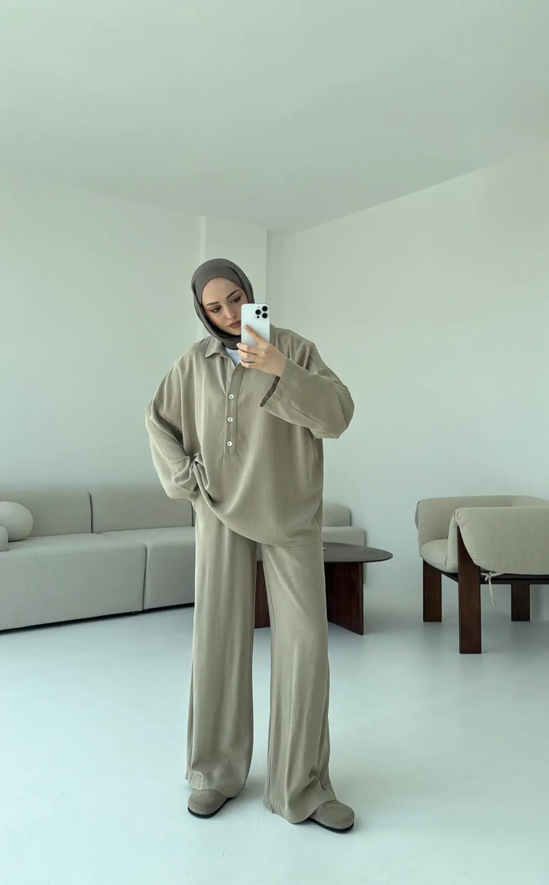 Bej Bluz Takım Bukle - Görsel 5