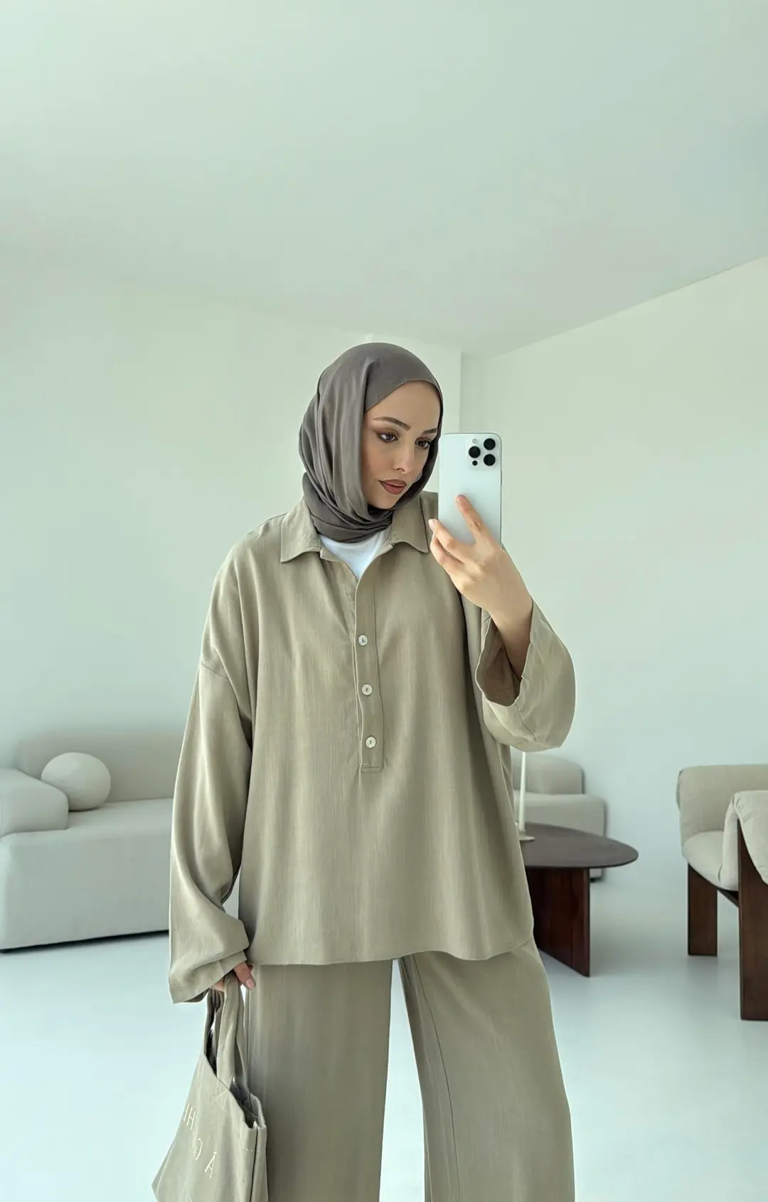 Bej Bluz Takım Bukle - Görsel 8