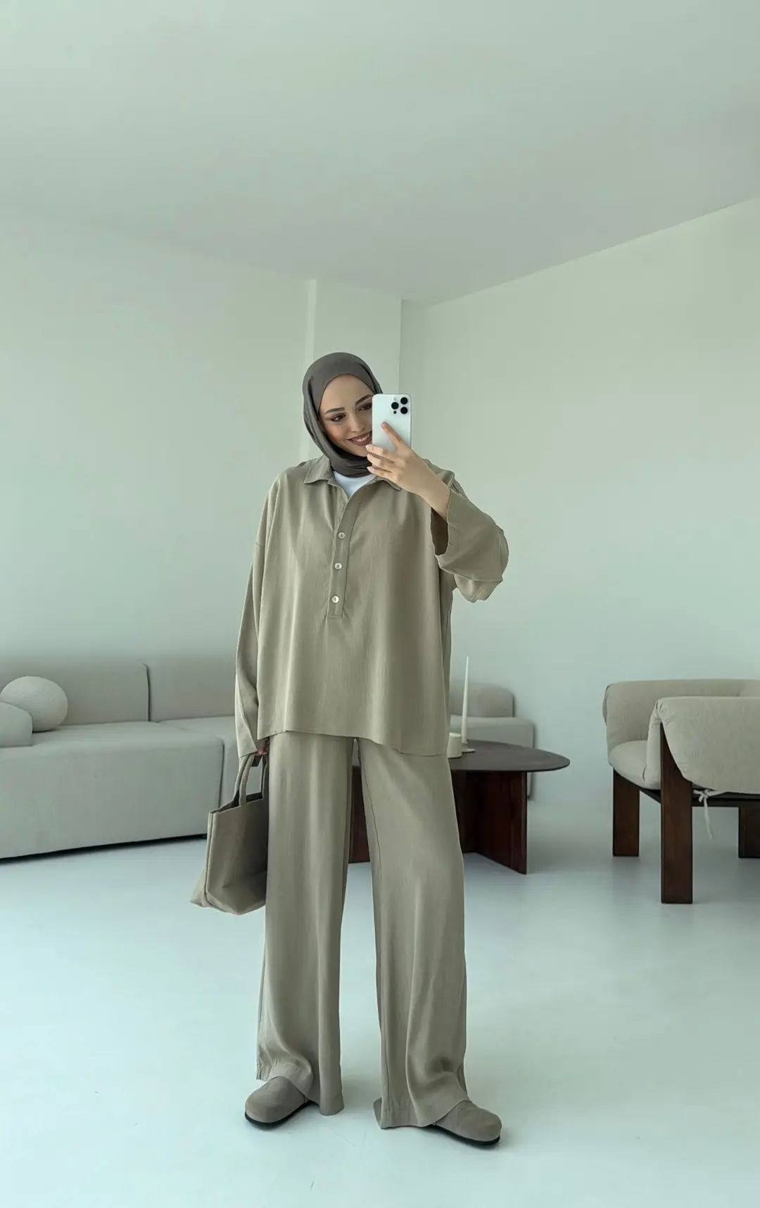 Bej Bluz Takım Bukle - Görsel 9