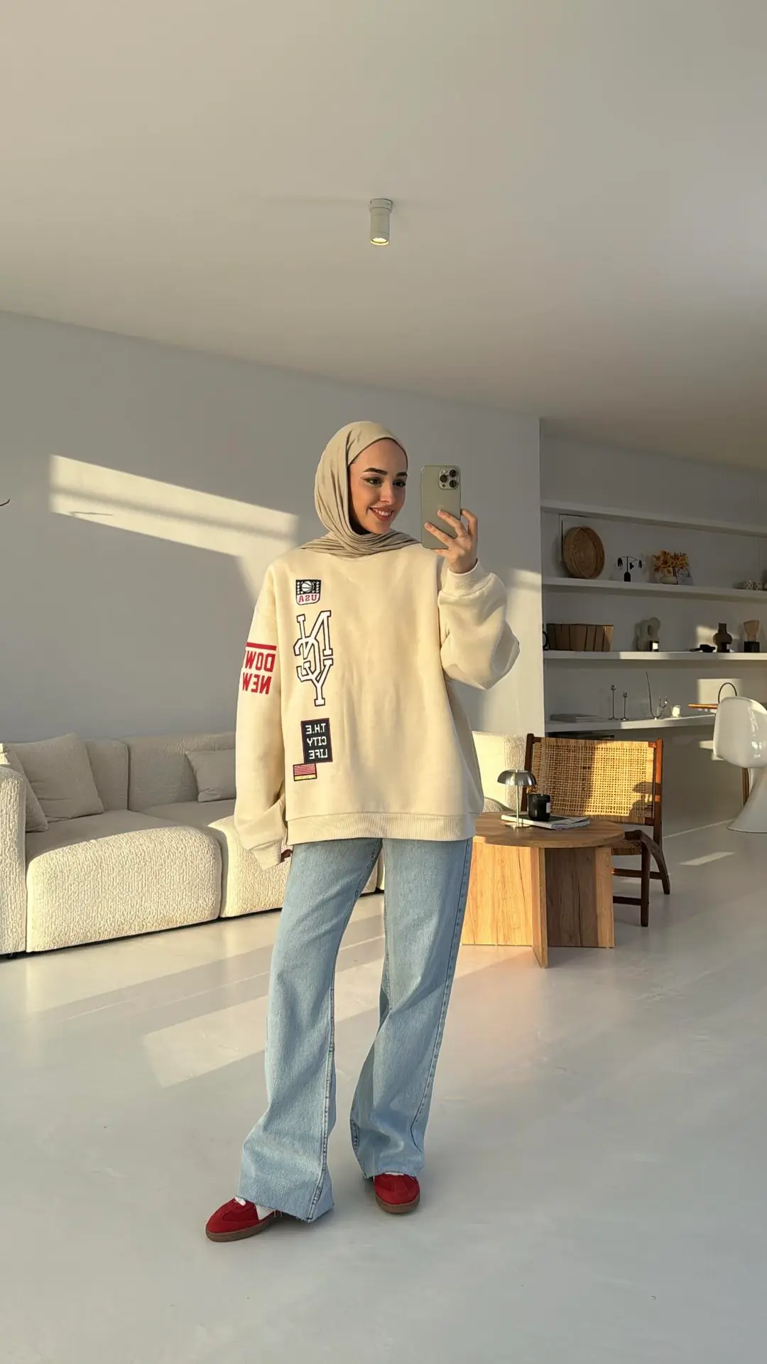 Bej NYC Baskılı Sweatshirt - Görsel 2