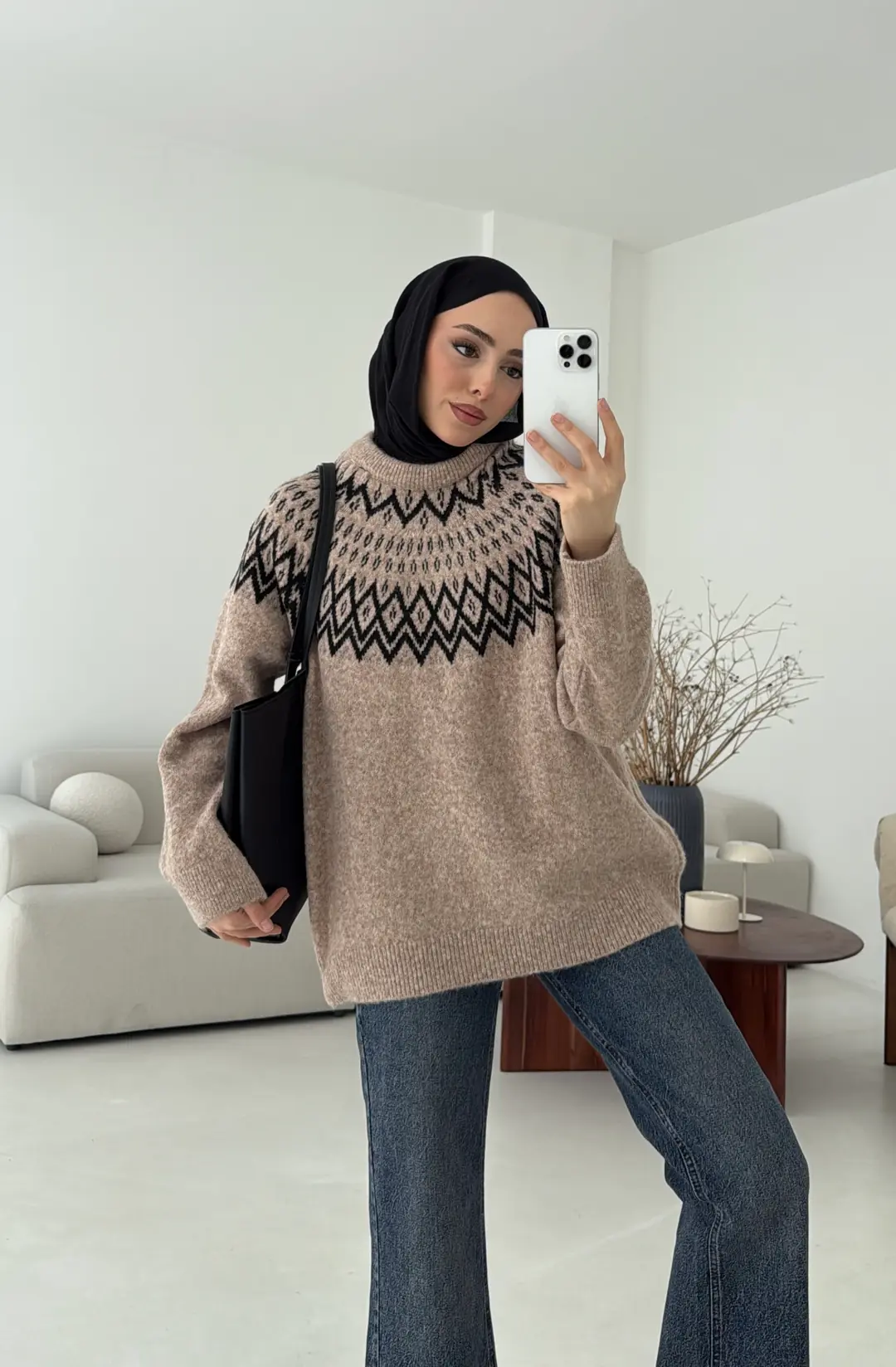 Bej Siyah Geçişli Kazak