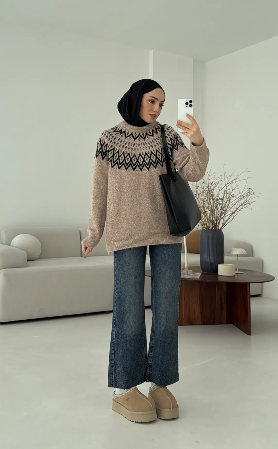 Bej Siyah Geçişli Kazak - Görsel 3