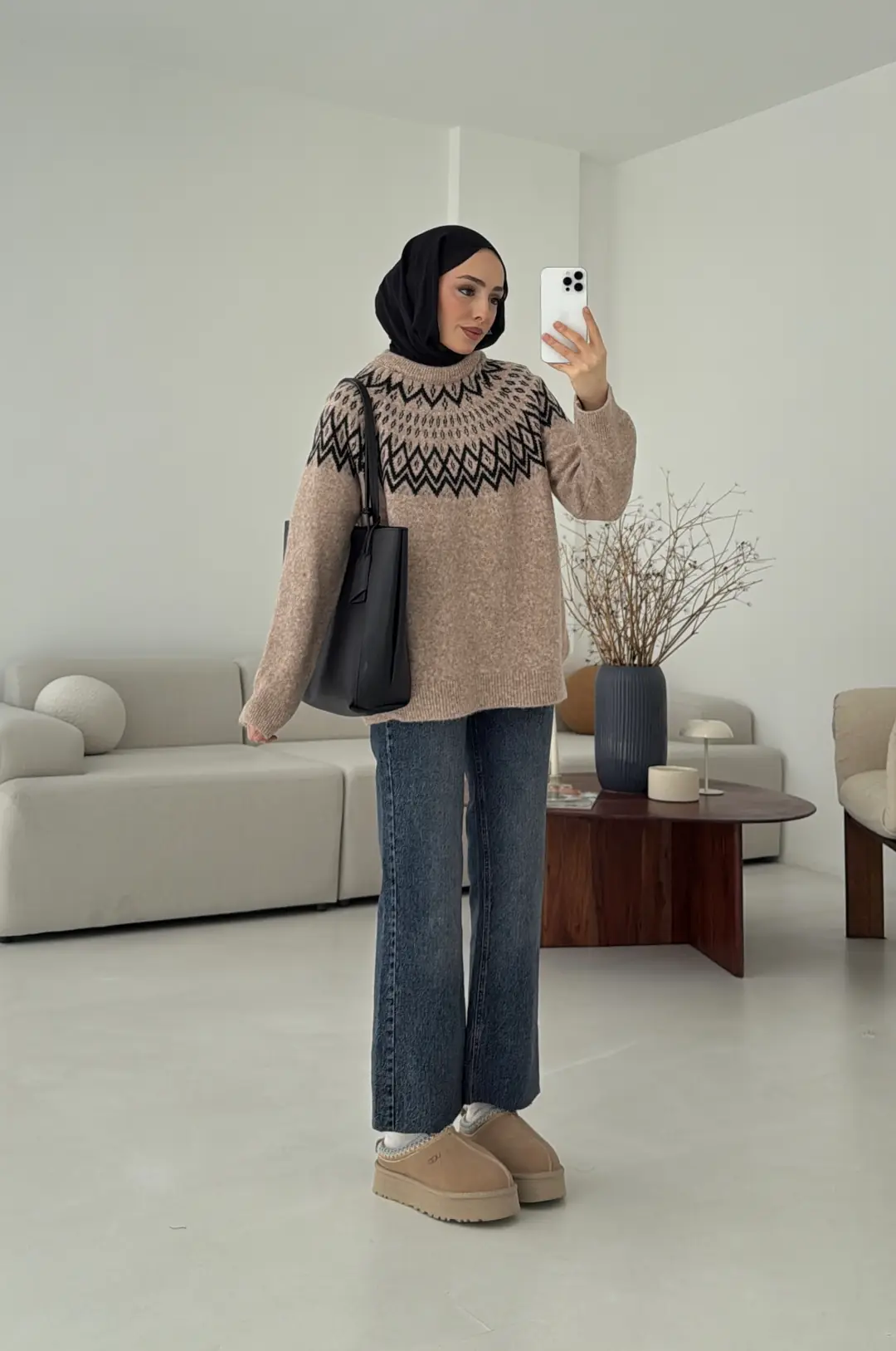 Bej Siyah Geçişli Kazak - Görsel 7