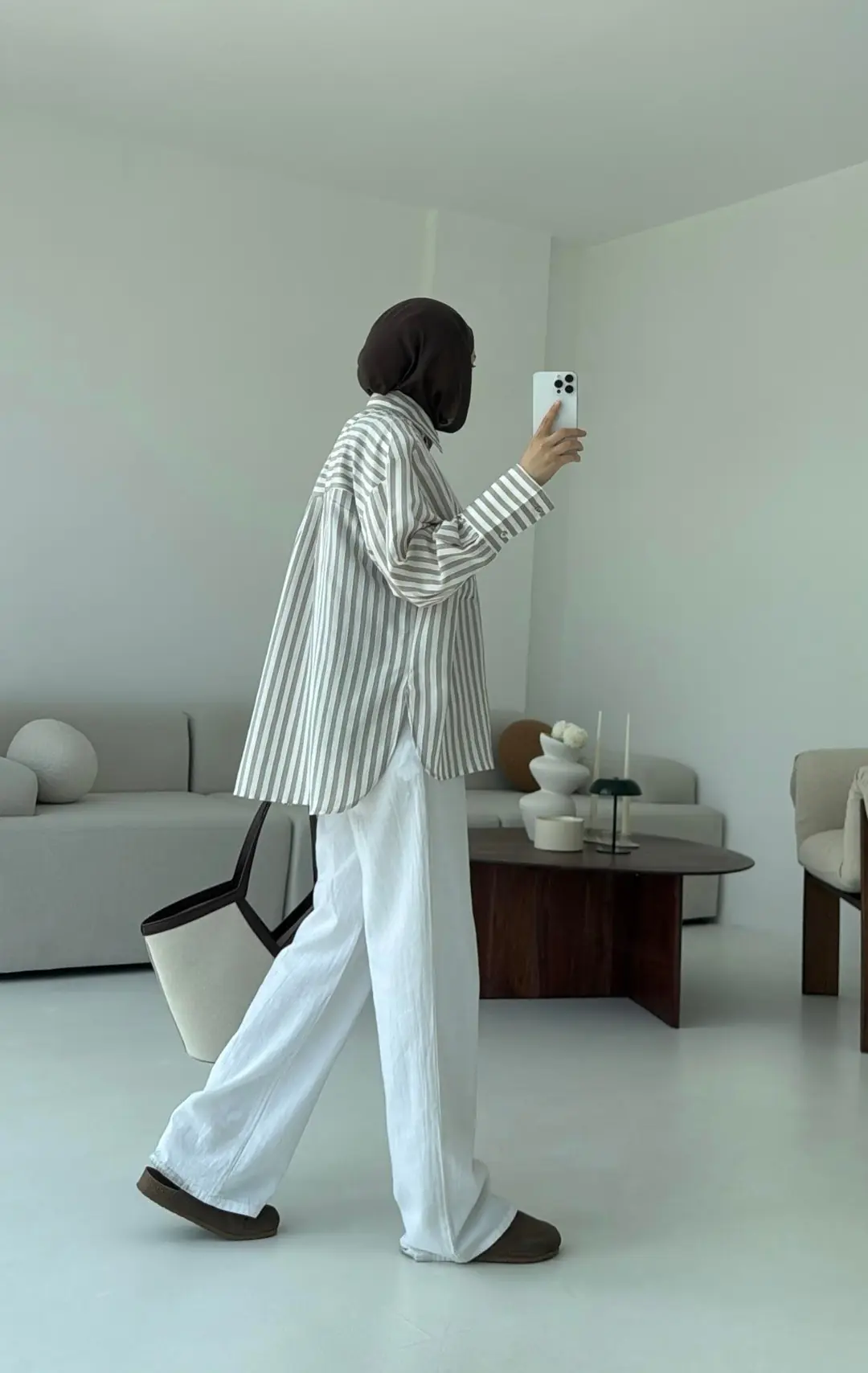 Bej Vizon  Çizgili Gömlek