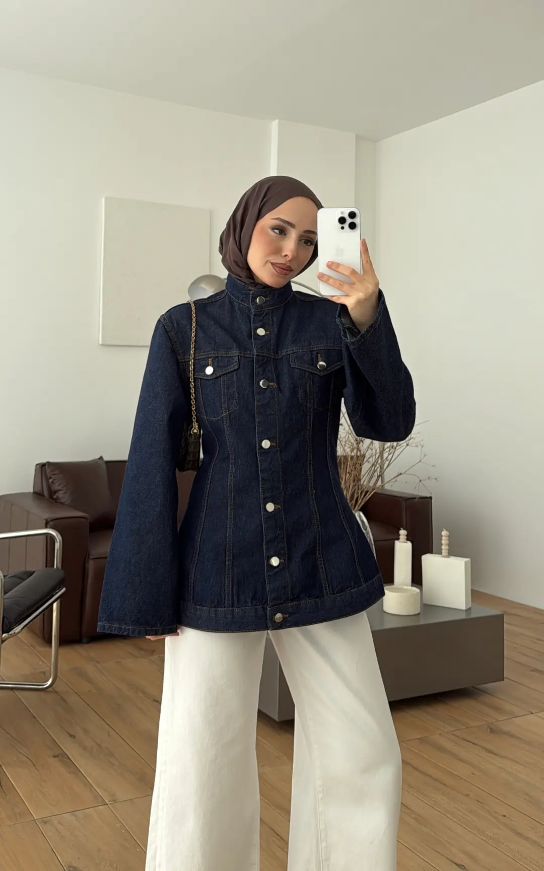 Belden Oturtmalı Fit Denim Ceket