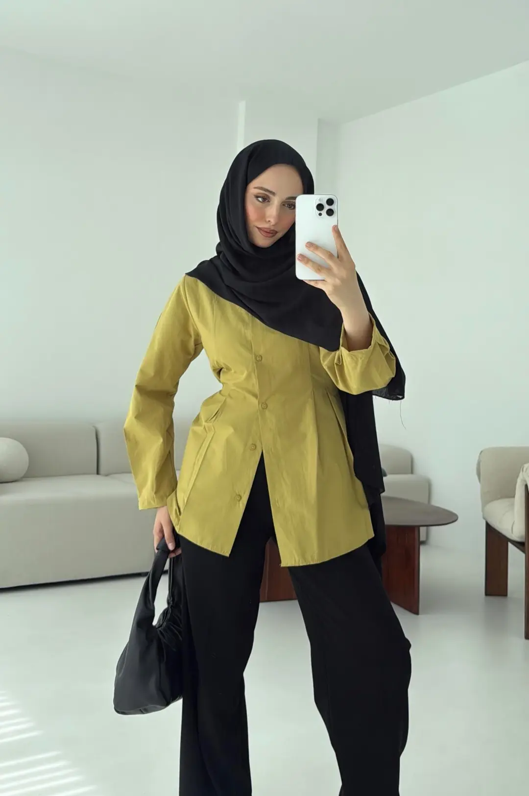 Belden Oturtmalı Gömlek Oliive - Görsel 3