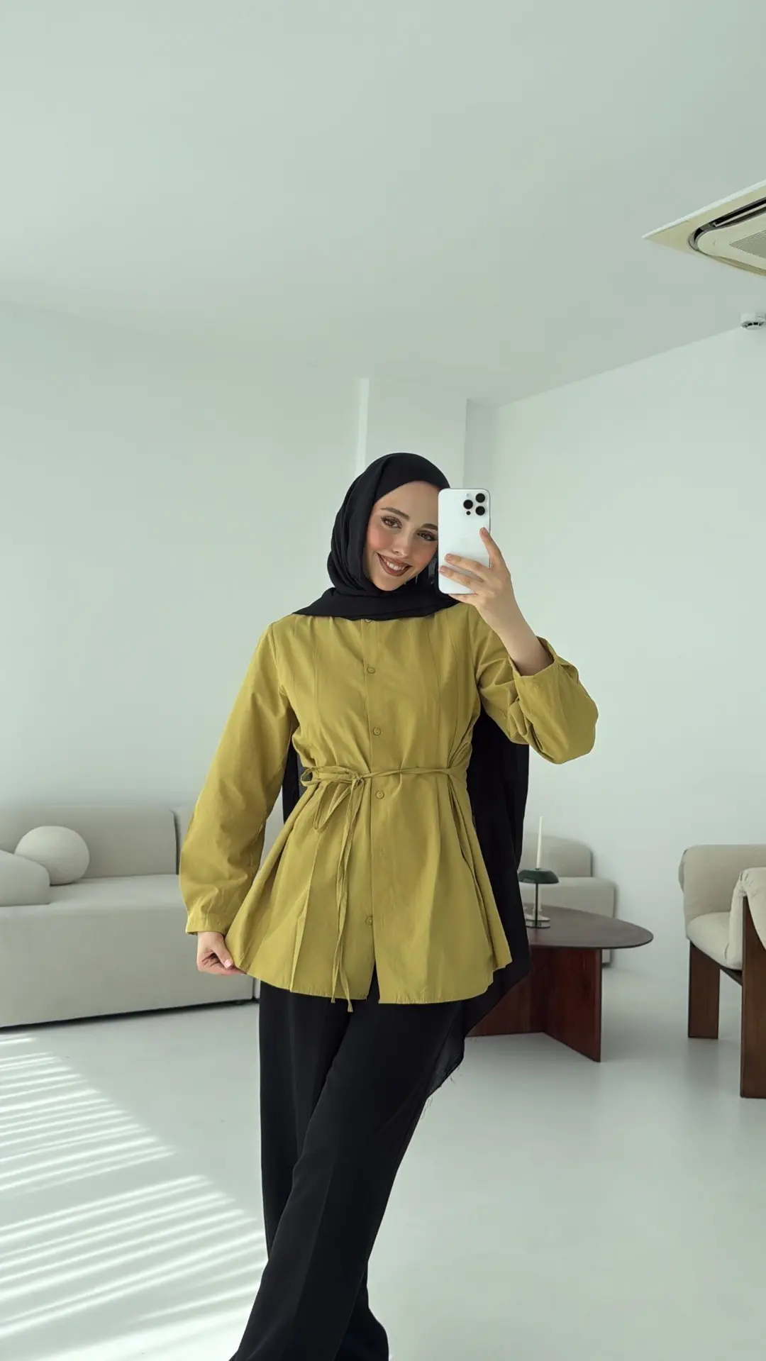 Belden Oturtmalı Gömlek Oliive - Görsel 9