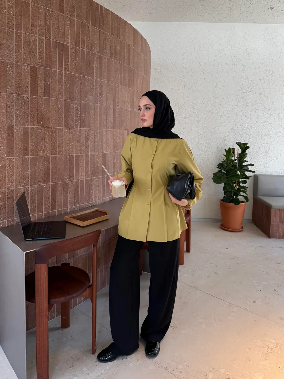 Belden Oturtmalı Gömlek Oliive - Görsel 5