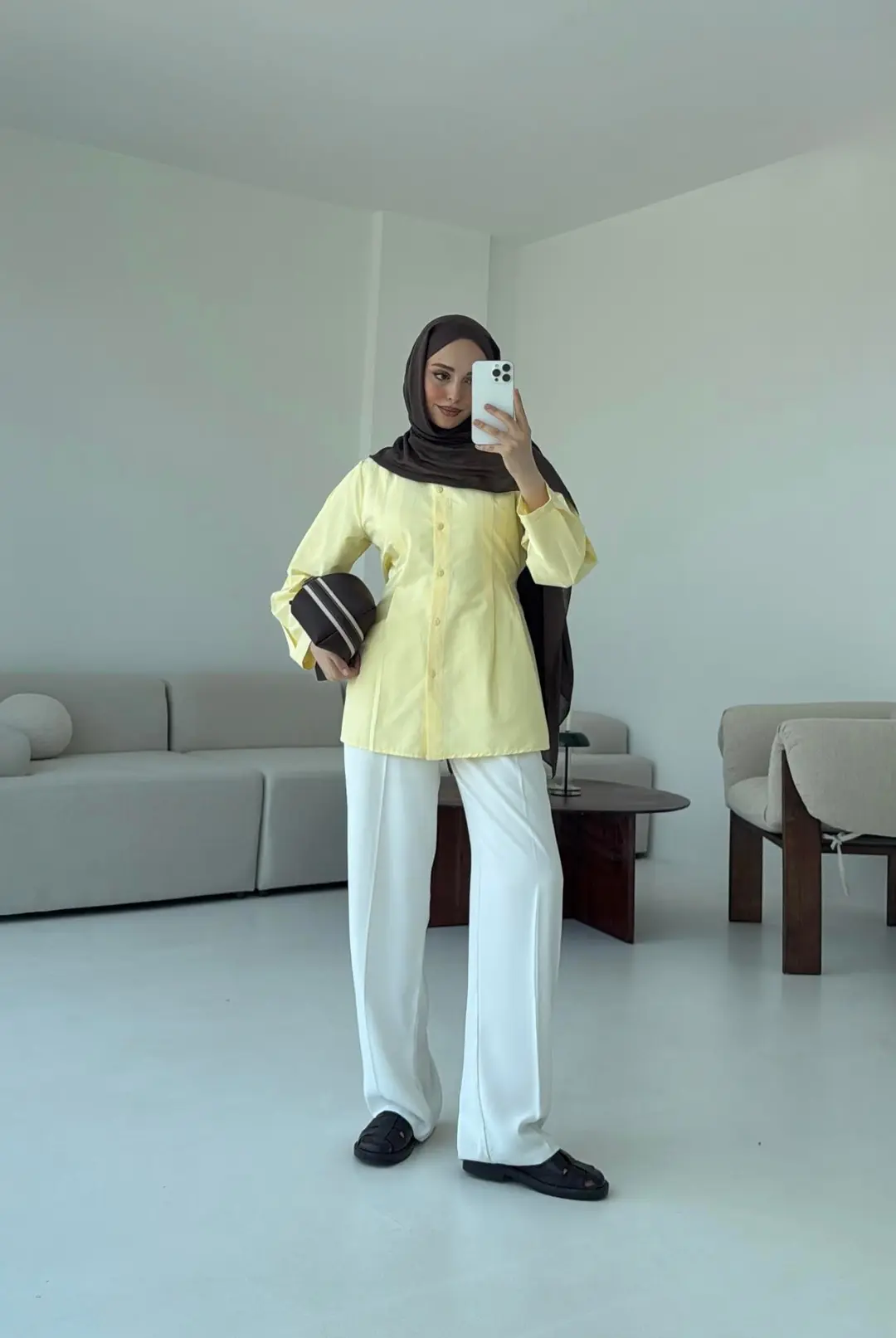 Belden Oturtmalı Gömlek Sarı - Görsel 4