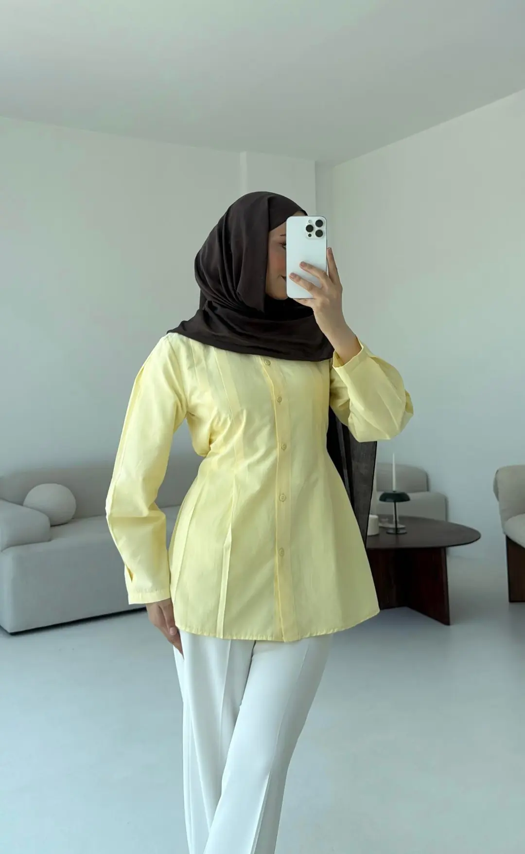 Belden Oturtmalı Gömlek Sarı - Görsel 5