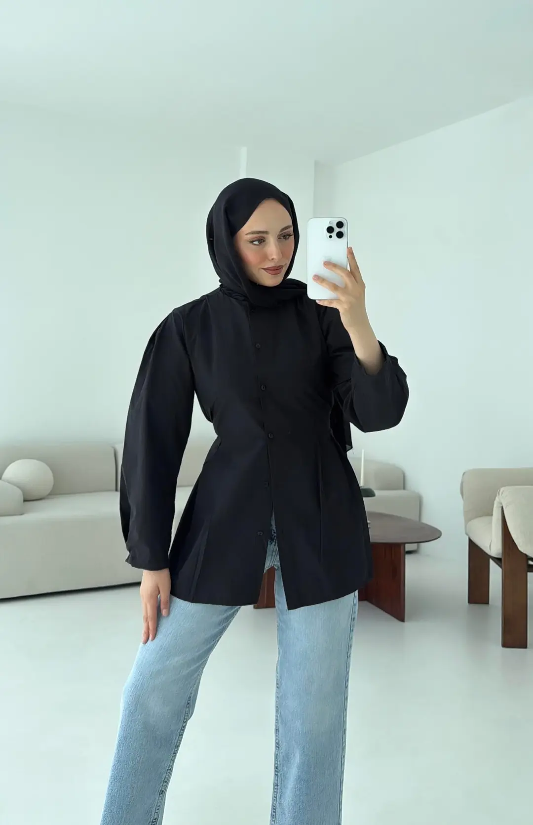 Belden Oturtmalı Gömlek Siyah - Görsel 5