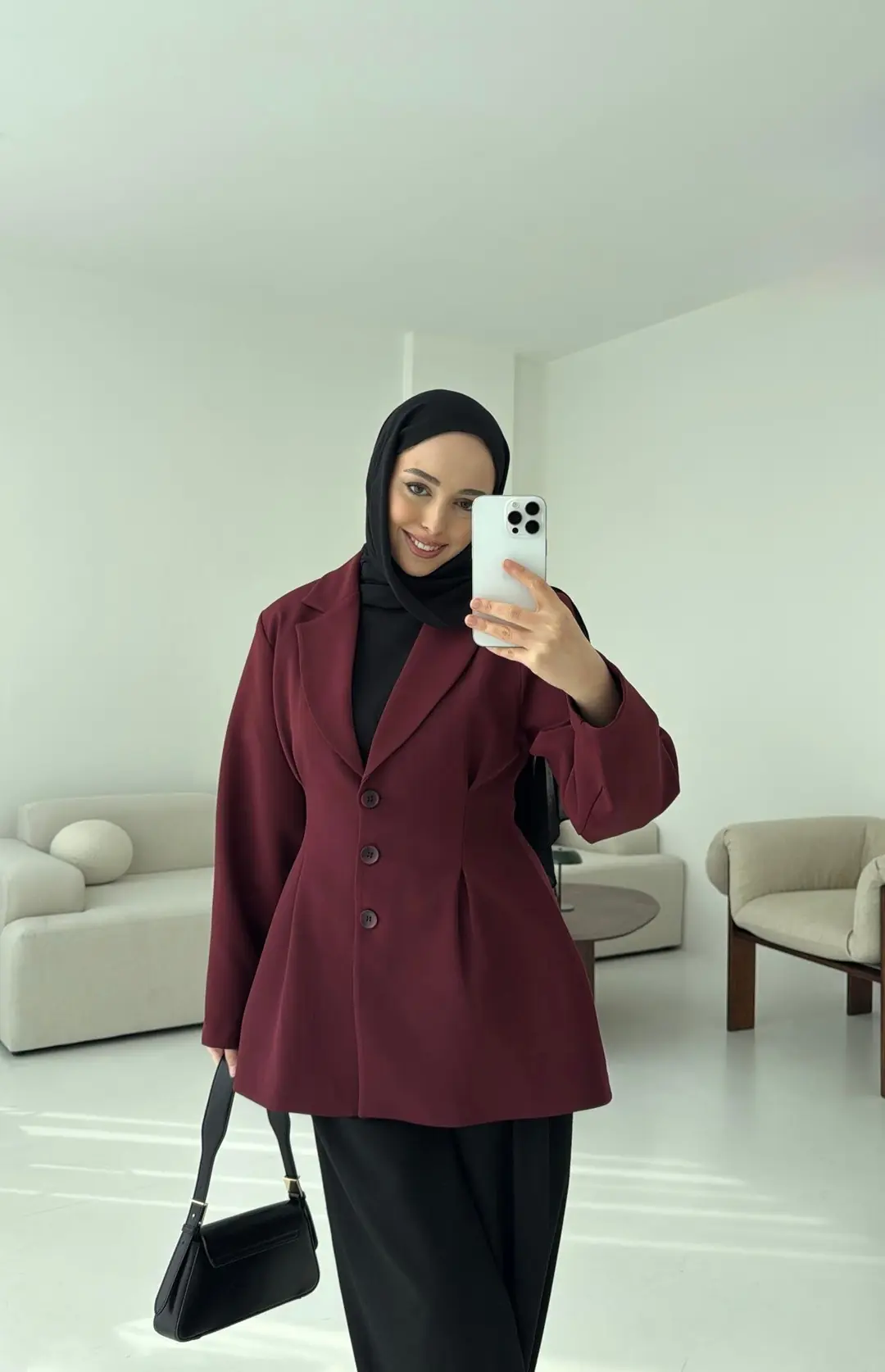 Belden Oturtmalı Tasarım Ceket Bordo - Görsel 2