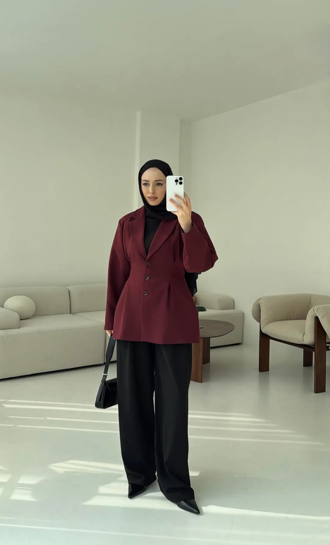 Belden Oturtmalı Tasarım Ceket Bordo - Görsel 3